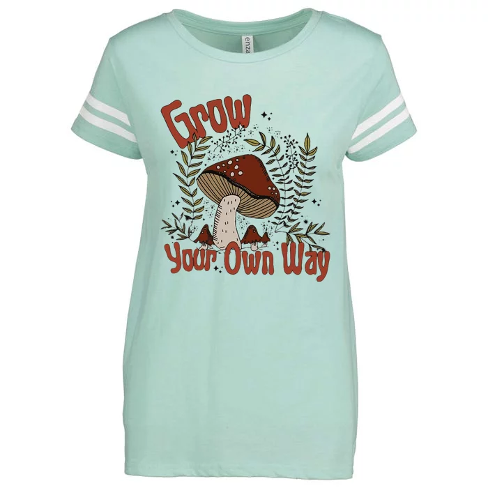 Grow Your Own Way Cute Mushroom Themed Foraging Enza Ladies Jersey Football T-Shirt