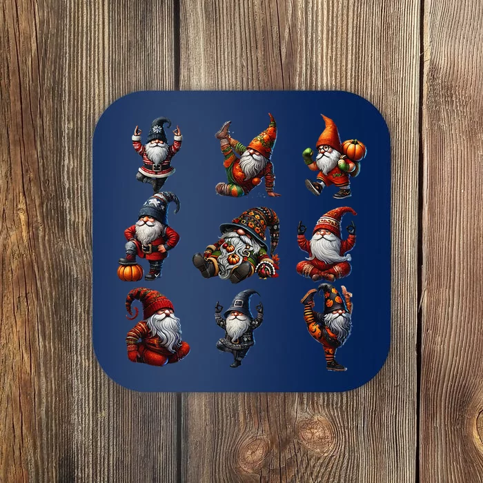 GnomeS Yoga Positions For Thanksgiving Halloween Christmas Coaster