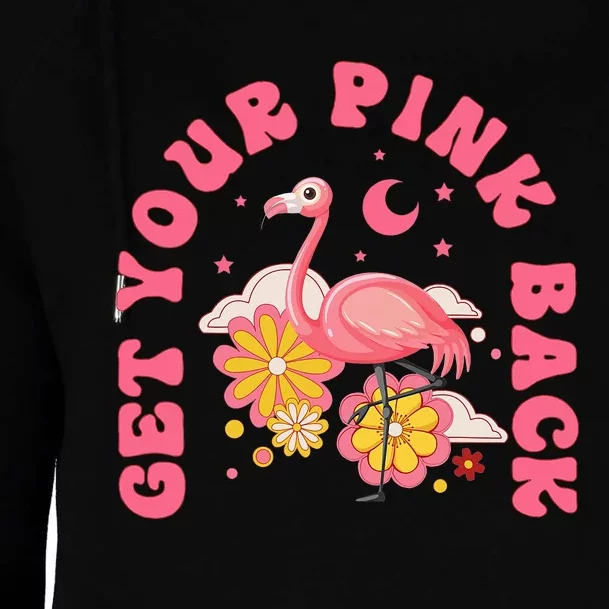 Get Your Pink Back Funny Flamingo Womens Funnel Neck Pullover Hood