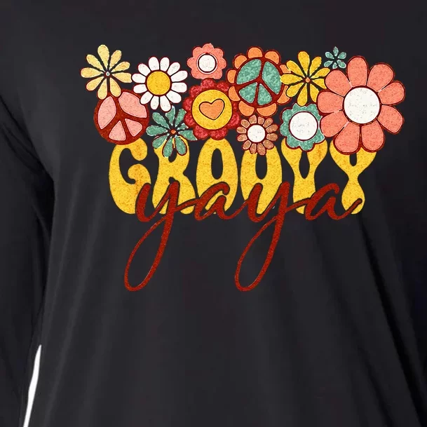 Groovy Yaya Retro Matching Family Baby Shower Mothers Day Cooling Performance Long Sleeve Crew