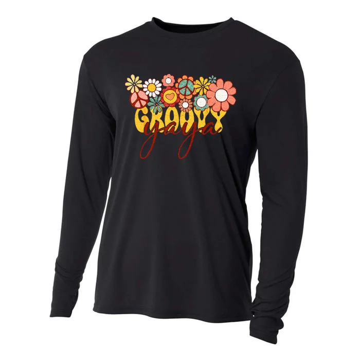 Groovy Yaya Retro Matching Family Baby Shower Mothers Day Cooling Performance Long Sleeve Crew