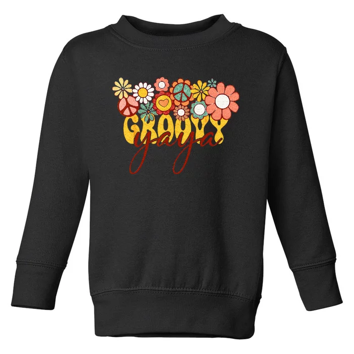 Groovy Yaya Retro Matching Family Baby Shower Mothers Day Toddler Sweatshirt