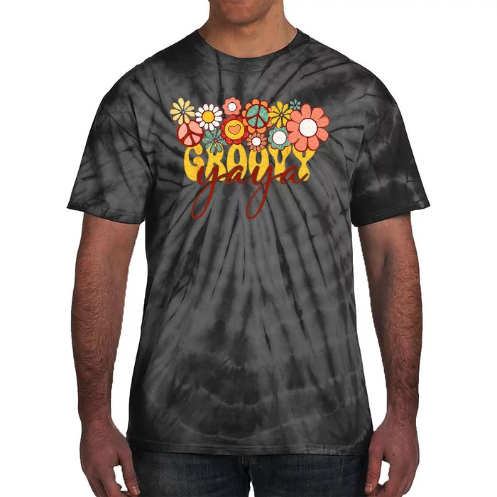 Groovy Yaya Retro Matching Family Baby Shower Mothers Day Tie-Dye T-Shirt