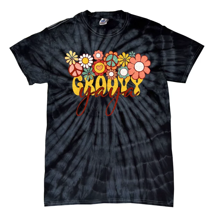 Groovy Yaya Retro Matching Family Baby Shower Mothers Day Tie-Dye T-Shirt