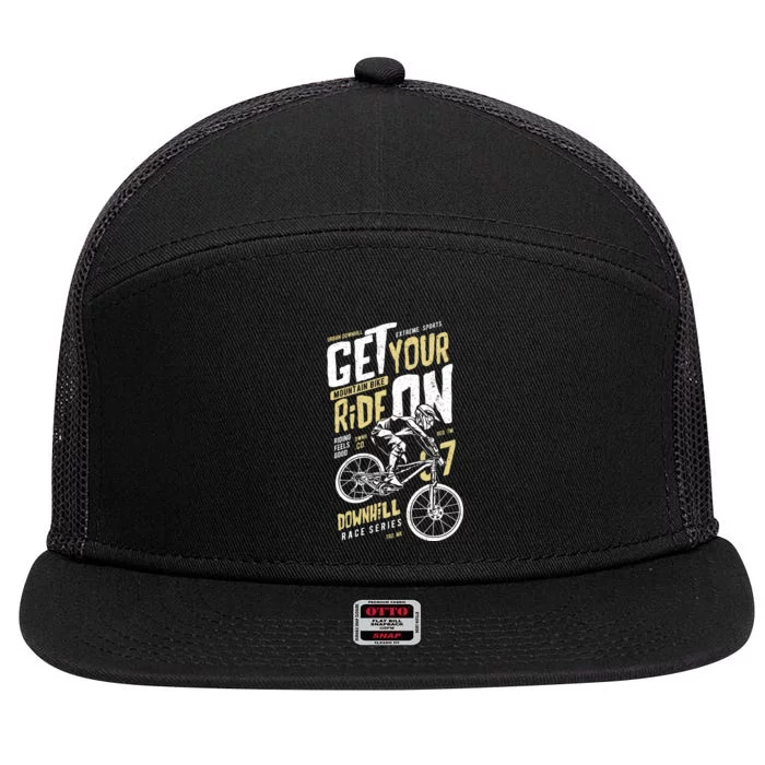 Get Your Ride On Downhill 7 Panel Mesh Trucker Snapback Hat