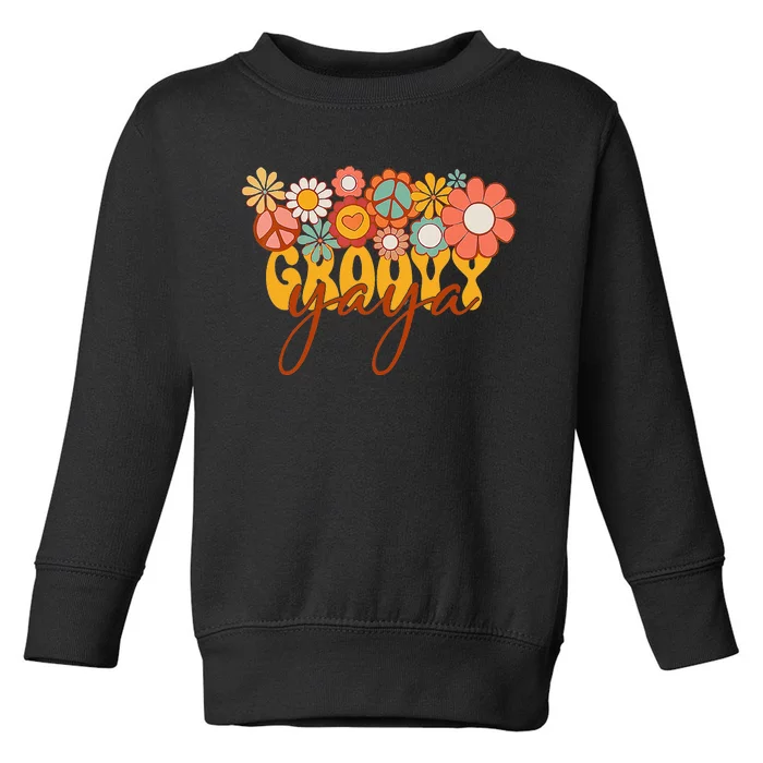 Groovy Yaya Retro Matching Family Baby Shower Mother's Day Toddler Sweatshirt