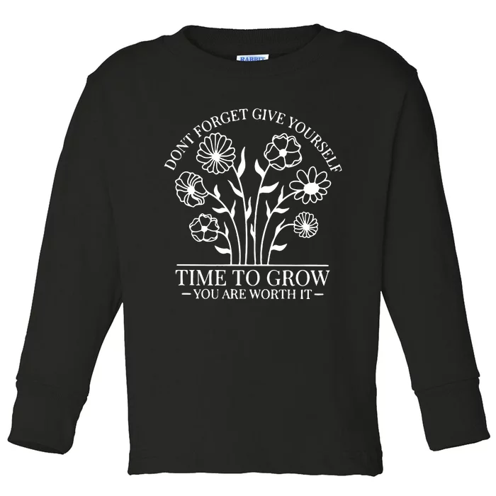 Give Yourself Time Cut Files For Cricut Self Love Toddler Long Sleeve Shirt