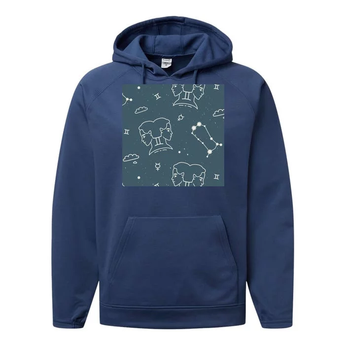 Gemini Zodiac Astrology Performance Fleece Hoodie