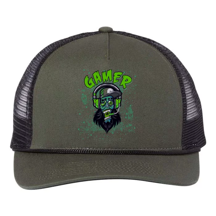 Gamer Zombie Cranky Teens Game Mode On Meaningful Gift Retro Rope Trucker Hat Cap