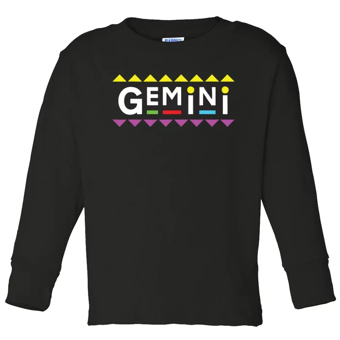 Gemini Zodiac Design 90s Style Toddler Long Sleeve Shirt