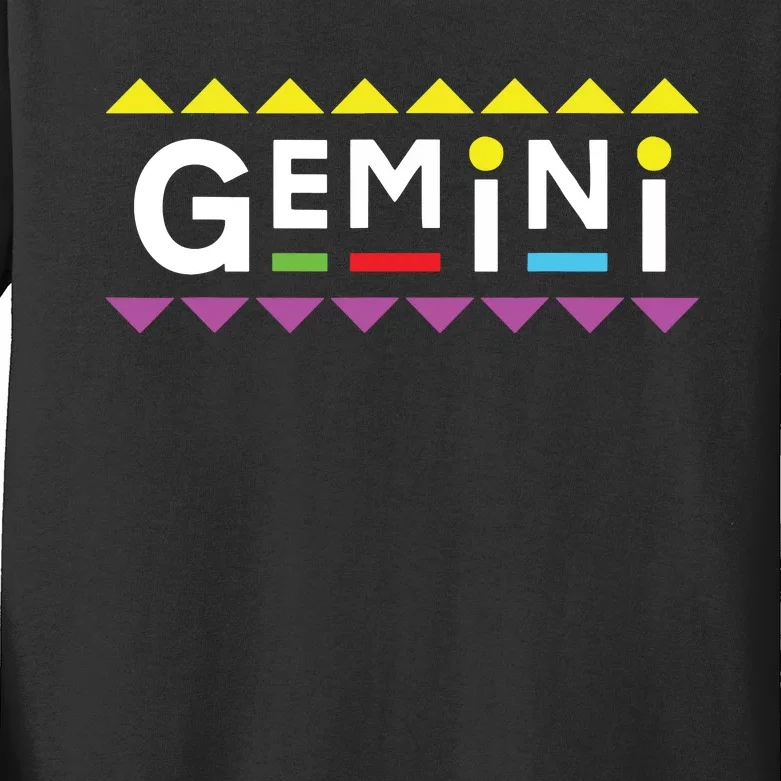 Gemini Zodiac Design 90s Style Kids Long Sleeve Shirt