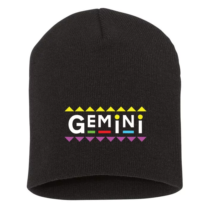 Gemini Zodiac Design 90s Style Short Acrylic Beanie