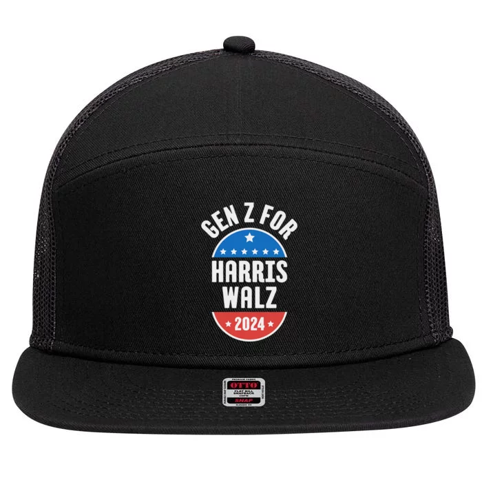 Gen Z For Harris Walz 2024 7 Panel Mesh Trucker Snapback Hat