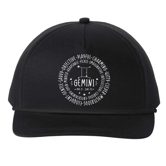 Gemini Zodiac Gemini Personality Star Sign Snapback Five-Panel Rope Hat