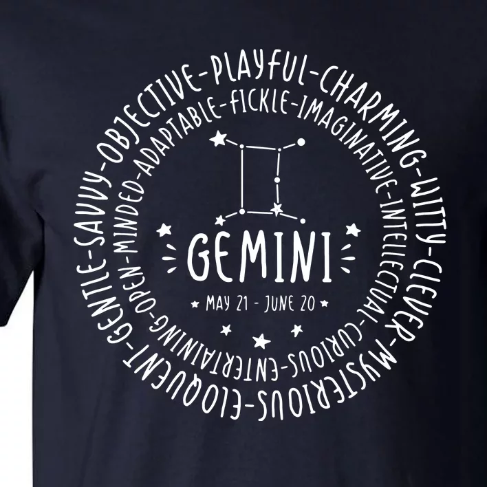 Gemini Zodiac Gemini Personality Star Sign Tall T-Shirt