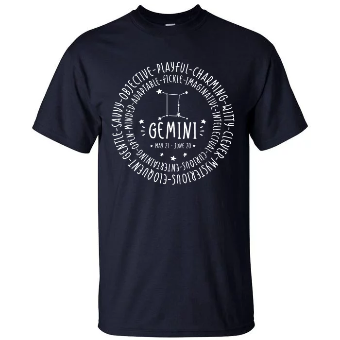 Gemini Zodiac Gemini Personality Star Sign Tall T-Shirt