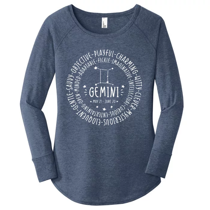 Gemini Zodiac Gemini Personality Star Sign Women's Perfect Tri Tunic Long Sleeve Shirt