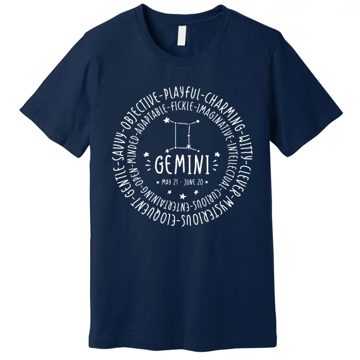 Gemini Zodiac Gemini Personality Star Sign Premium T-Shirt