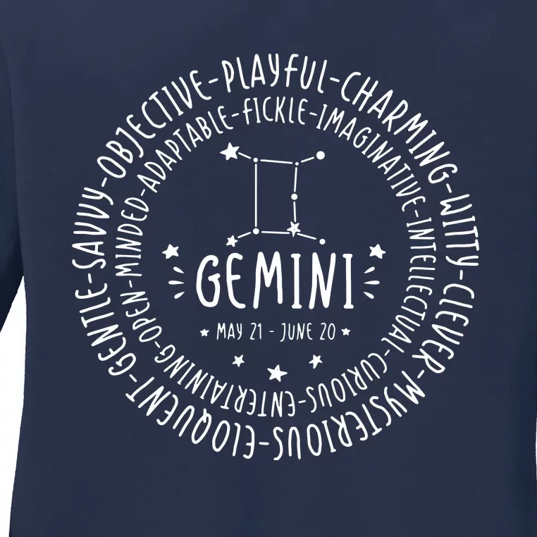 Gemini Zodiac Gemini Personality Star Sign Ladies Long Sleeve Shirt