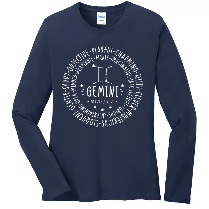 Gemini Zodiac Gemini Personality Star Sign Ladies Long Sleeve Shirt