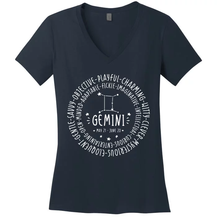 Gemini Zodiac Gemini Personality Star Sign Women's V-Neck T-Shirt