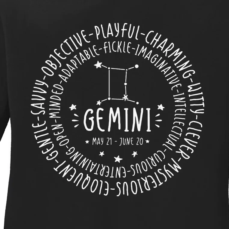 Gemini Zodiac Gemini Personality Star Sign Ladies Long Sleeve Shirt