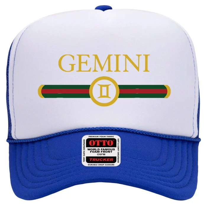 Gemini Zodiac June May Birthday Graphic Art Gemini Sign High Crown Mesh Trucker Hat