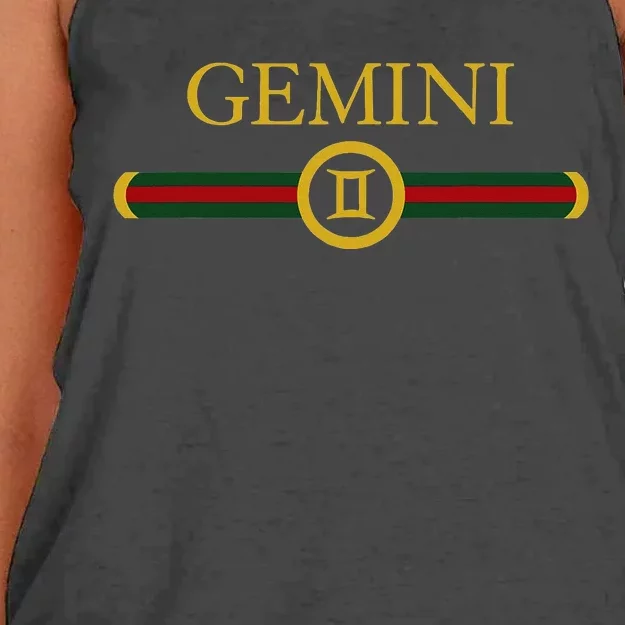 Gemini zodiac june may birthday Graphic art gemini sign Women's Knotted Racerback Tank