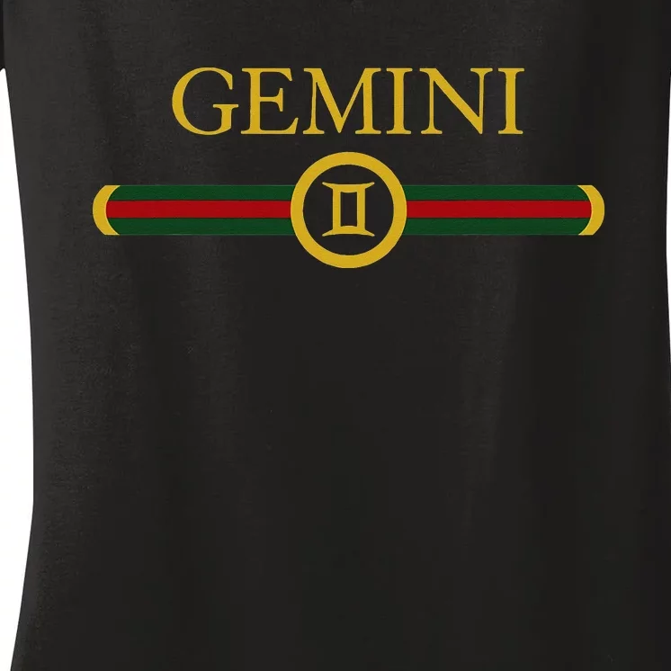 Gemini zodiac june may birthday Graphic art gemini sign Women's V-Neck T-Shirt