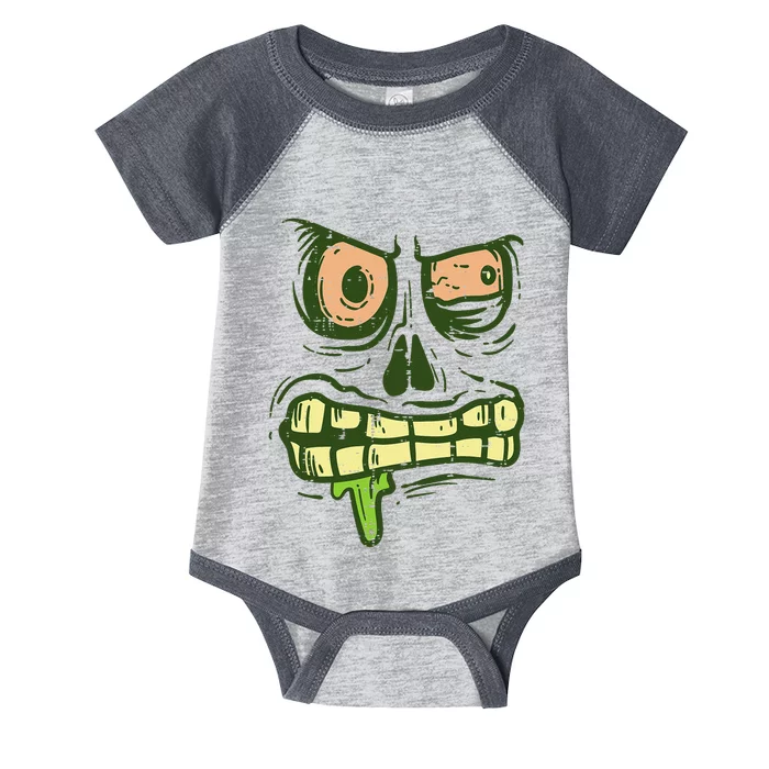 Green Zombie Monster Face Scary Spooky Halloween Gift Infant Baby Jersey Bodysuit