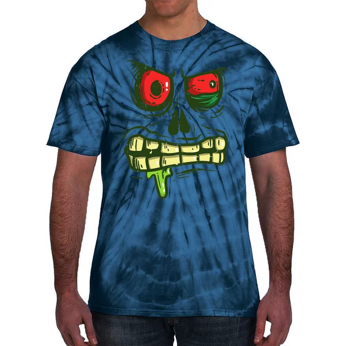 Green Zombie Monster Face Scary Spooky Halloween Tie-Dye T-Shirt