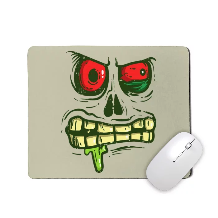 Green Zombie Monster Face Scary Spooky Halloween Mousepad