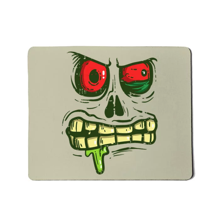 Green Zombie Monster Face Scary Spooky Halloween Mousepad