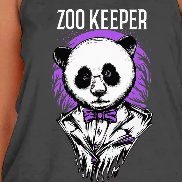 Gangster Zookeeper Panda Costume African Animals Wildlife Women's Knotted Racerback Tank