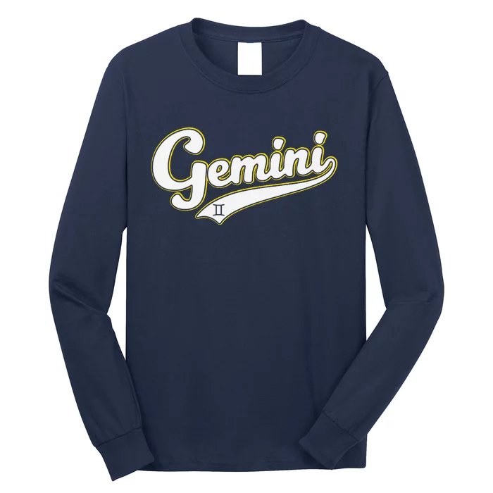 Gemini Zodiac Sign Astrology May June Birthday Retro Long Sleeve Shirt