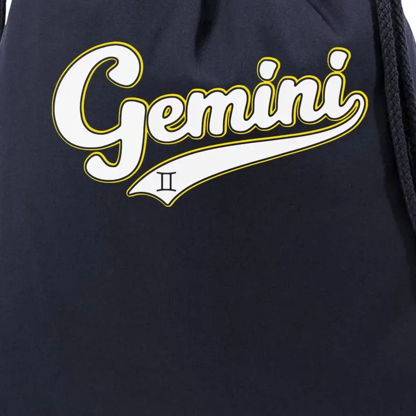 Gemini Zodiac Sign Astrology May June Birthday Retro Drawstring Bag