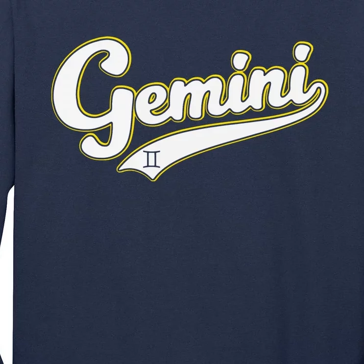 Gemini Zodiac Sign Astrology May June Birthday Retro Tall Long Sleeve T-Shirt