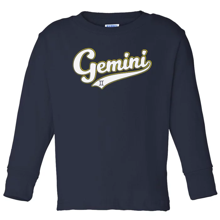 Gemini Zodiac Sign Astrology May June Birthday Retro Toddler Long Sleeve Shirt