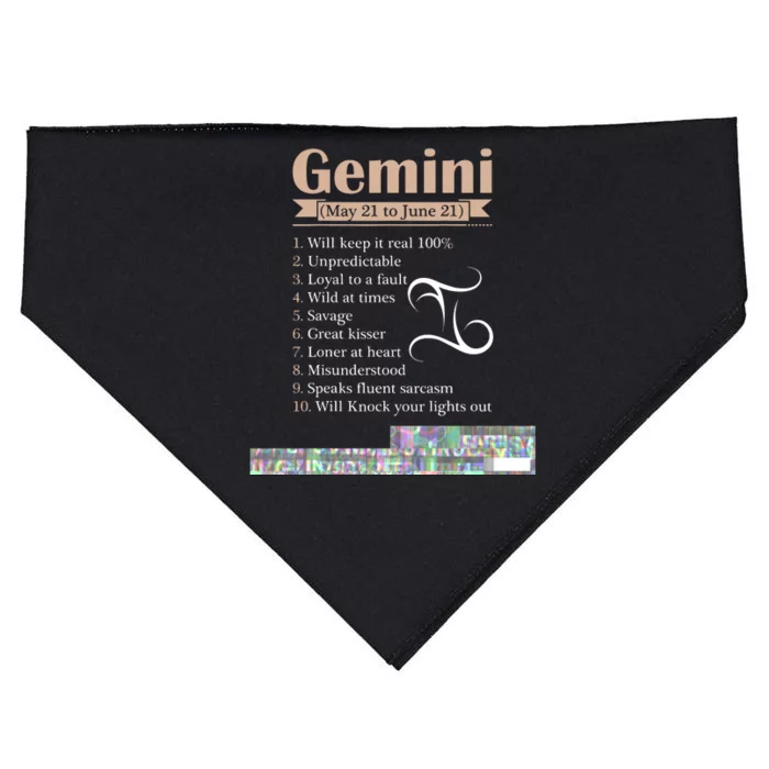 Gemini Zodiac Sign Astrology T May June Birthday USA-Made Doggie Bandana