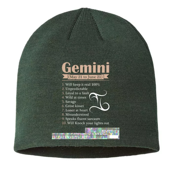 Gemini Zodiac Sign Astrology T May June Birthday 8 1/2in Sustainable Knit Beanie