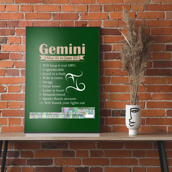 Gemini Zodiac Sign Astrology T May June Birthday Poster