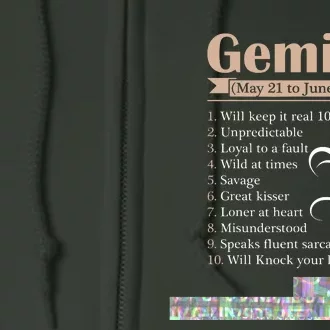 Gemini Zodiac Sign Astrology T May June Birthday Full Zip Hoodie