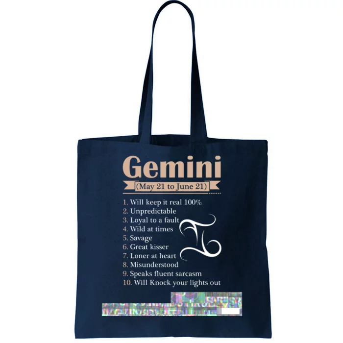 Gemini Zodiac Sign Astrology T May June Birthday Tote Bag