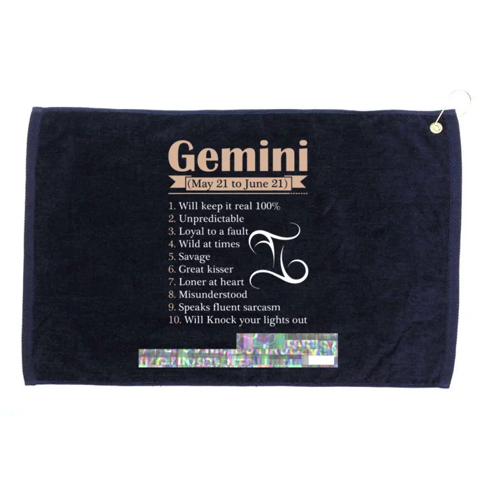 Gemini Zodiac Sign Astrology T May June Birthday Grommeted Golf Towel