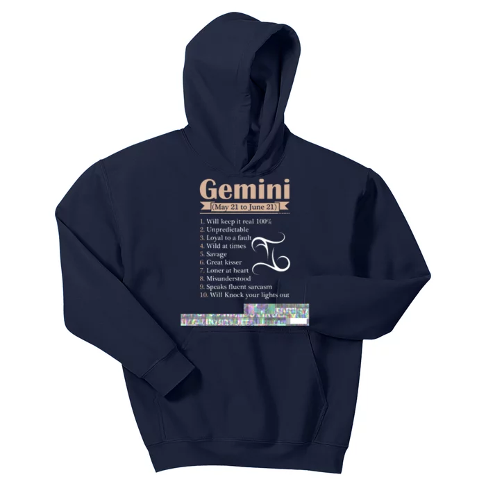 Gemini Zodiac Sign Astrology T May June Birthday Kids Hoodie