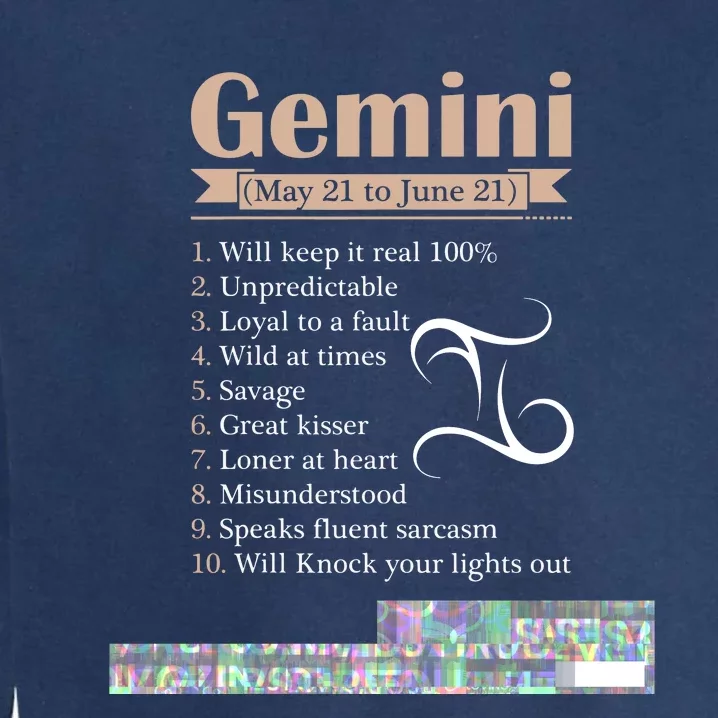 Gemini Zodiac Sign Astrology T May June Birthday Garment-Dyed Sweatshirt