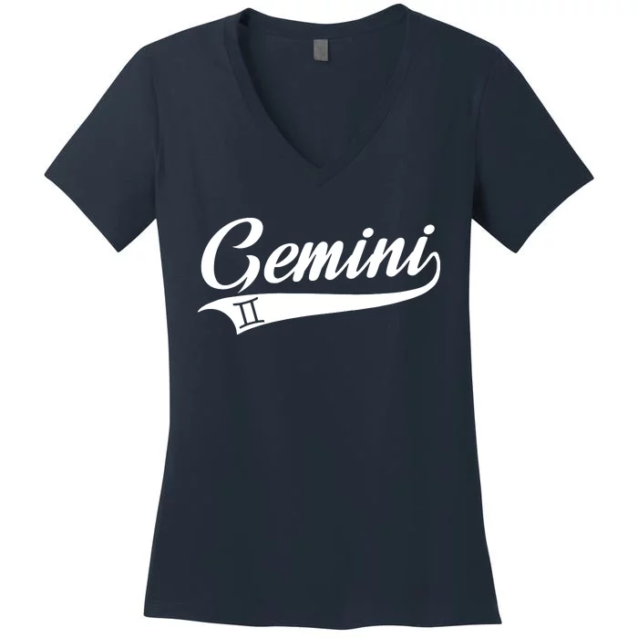 Gemini Zodiac Sign Horoscope Throwback Design Classic Women's V-Neck T-Shirt