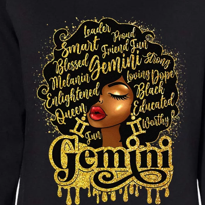 Gemini Zodiac Sign Birthday Queen Afro Black Womens California Wash Sweatshirt