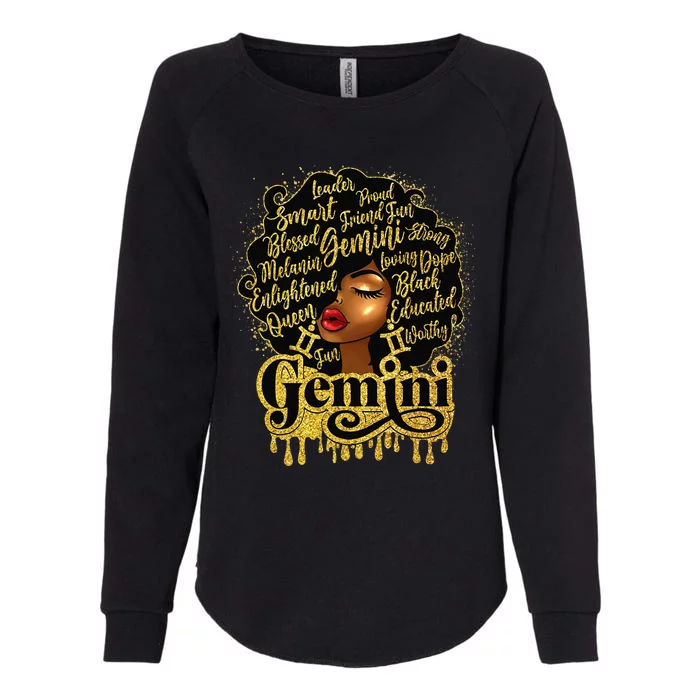 Gemini Zodiac Sign Birthday Queen Afro Black Womens California Wash Sweatshirt