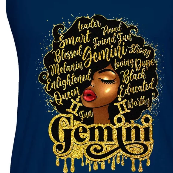 Gemini Zodiac Sign Birthday Queen Afro Black Ladies Essential Flowy Tank